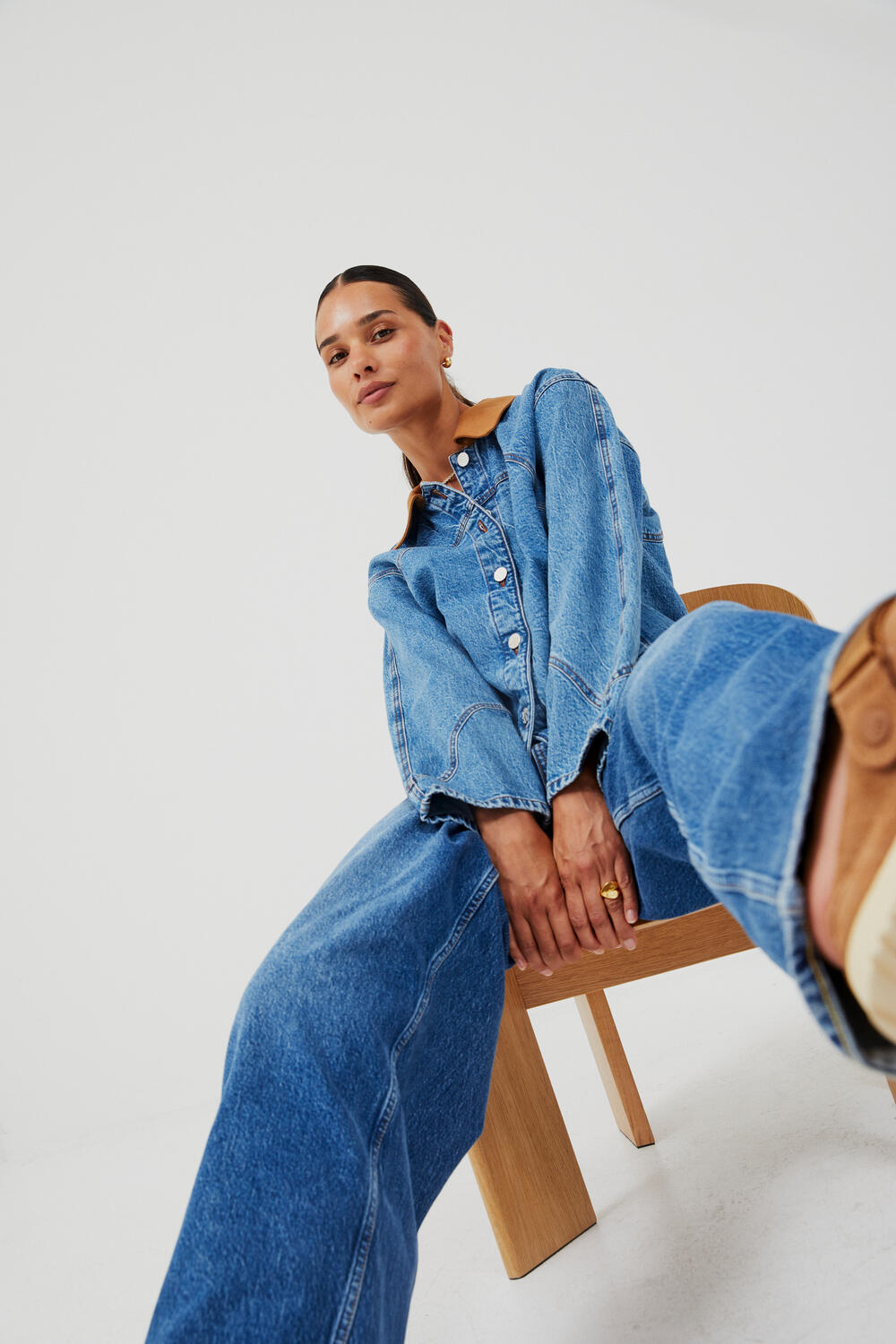 Bayson denimjakke - Denim Suede Mix